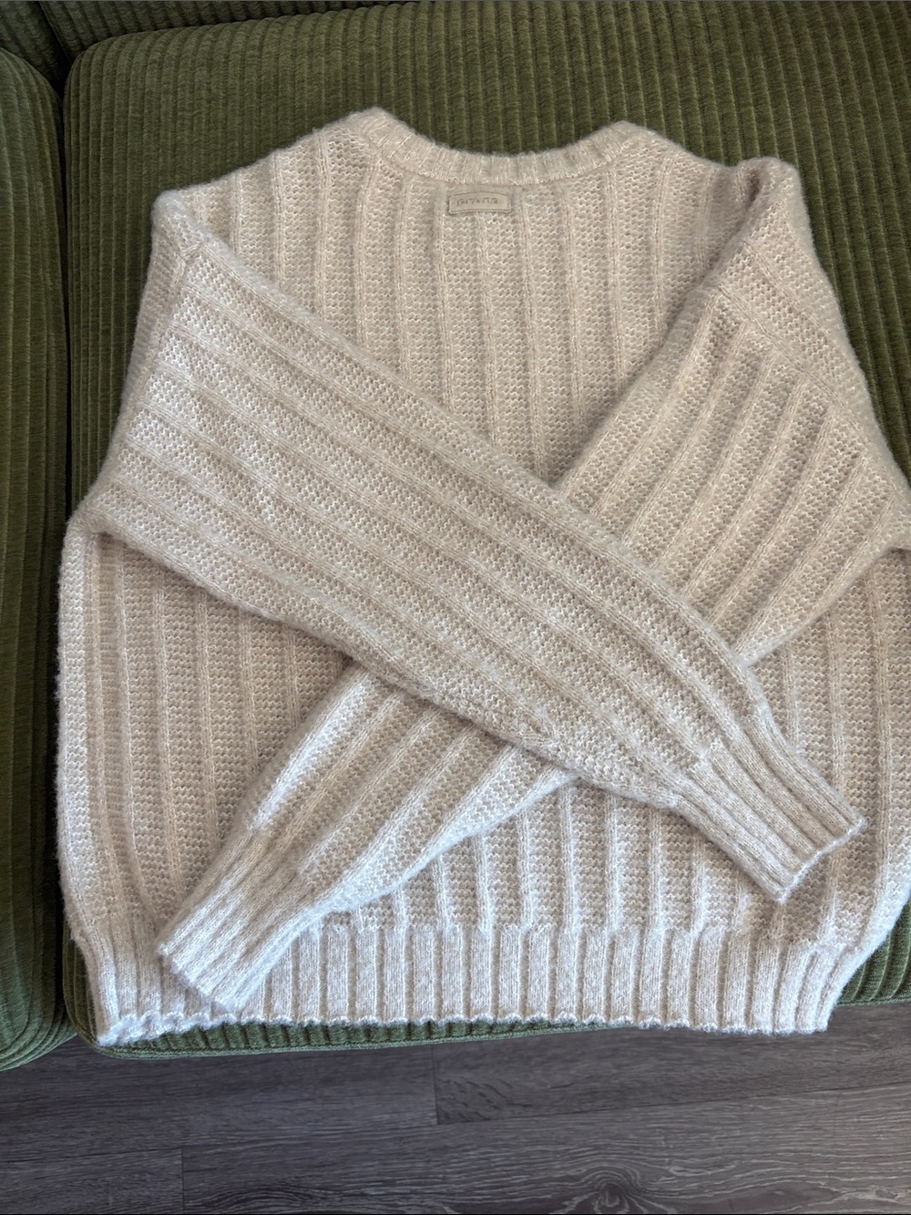 Cozy Rib-Knit Crewneck Sweater in Soft Cream
